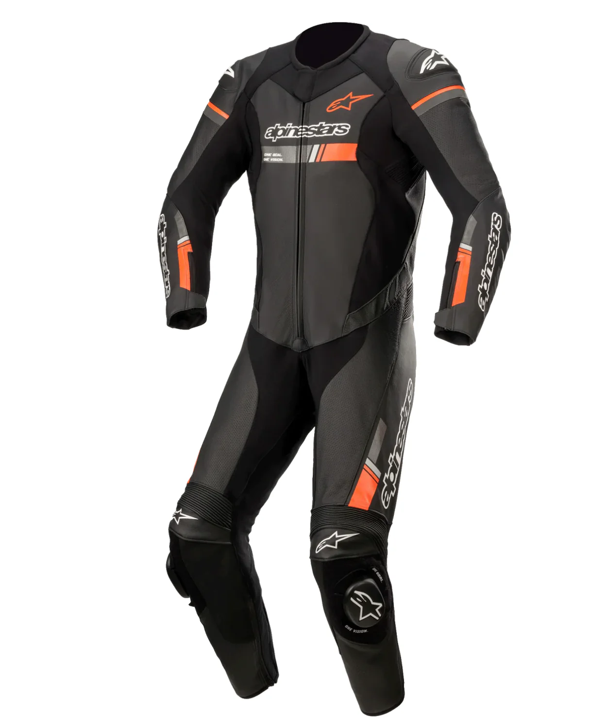 Alpinestars GP Force Chaser One Piece Leather Racing Suit - Black Red Fluorescent
