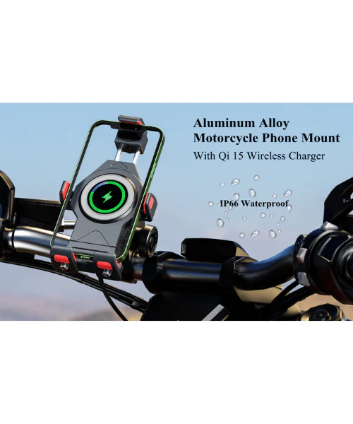 Yellowfin Aluminium Alloy Motorcycle Phone Mount with Vibration Dampener Secure Anti-Theft Lock | One-Push Auto Lock Handlebar M23-A1-Pro Elite - with Charger - Image 3