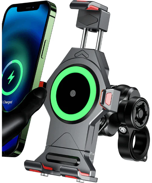 Yellowfin Aluminium Alloy Motorcycle Phone Mount with Vibration Dampener Secure Anti-Theft Lock | One-Push Auto Lock Handlebar M23-A1-Pro Elite - with Charger - Image 6