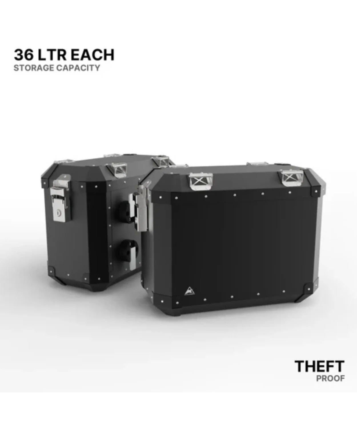 Auto Engina Aluminium Panniers 72L for Royal Enfield Himalayan 411 - Black - Image 3