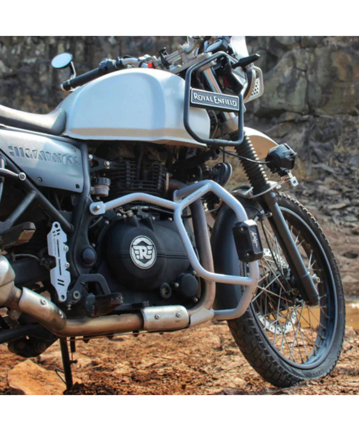 Auto Engina Crash / Leg Guard for Royal Enfield Himalayan 411 - Silver - Image 2