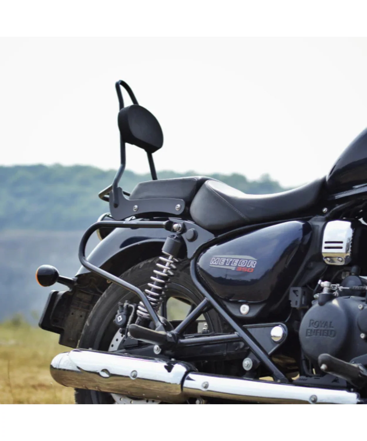 Auto Engina Sissy Bar with Backrest for Royal Enfield Meteor 350 - Black - Image 2