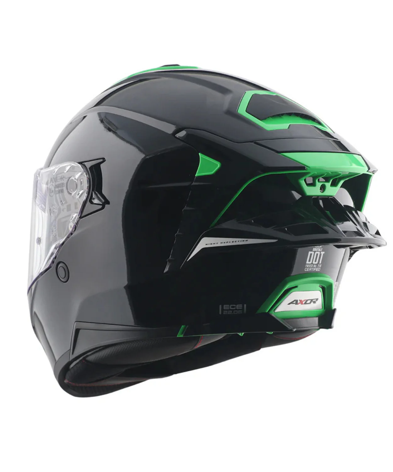 Axor Brutale Corsa Dual Spoiler Helmet - Gloss Black Green - Image 6