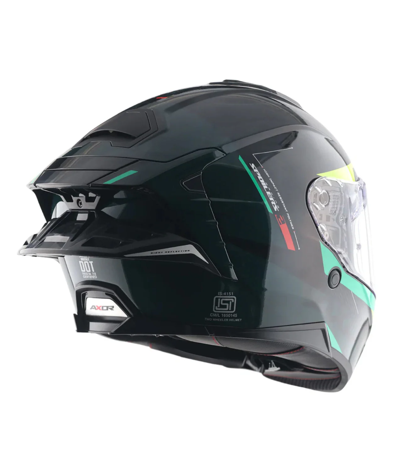 Axor Brutale Kryptic Dual Spoiler Helmet - Black Green - Image 8