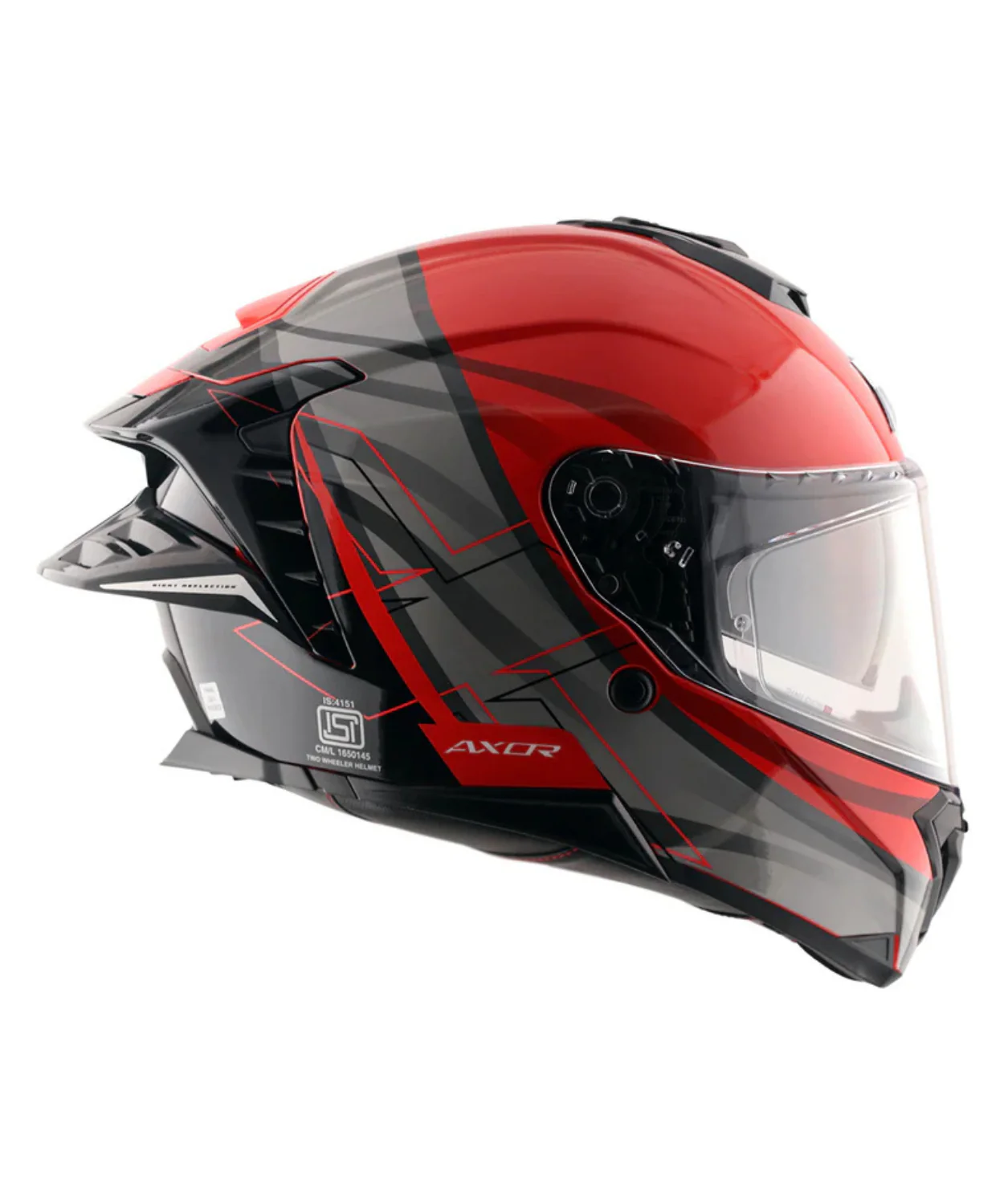 Axor Brutale Surges Dual Spoiler Helmet - Gloss Red Grey - Image 5