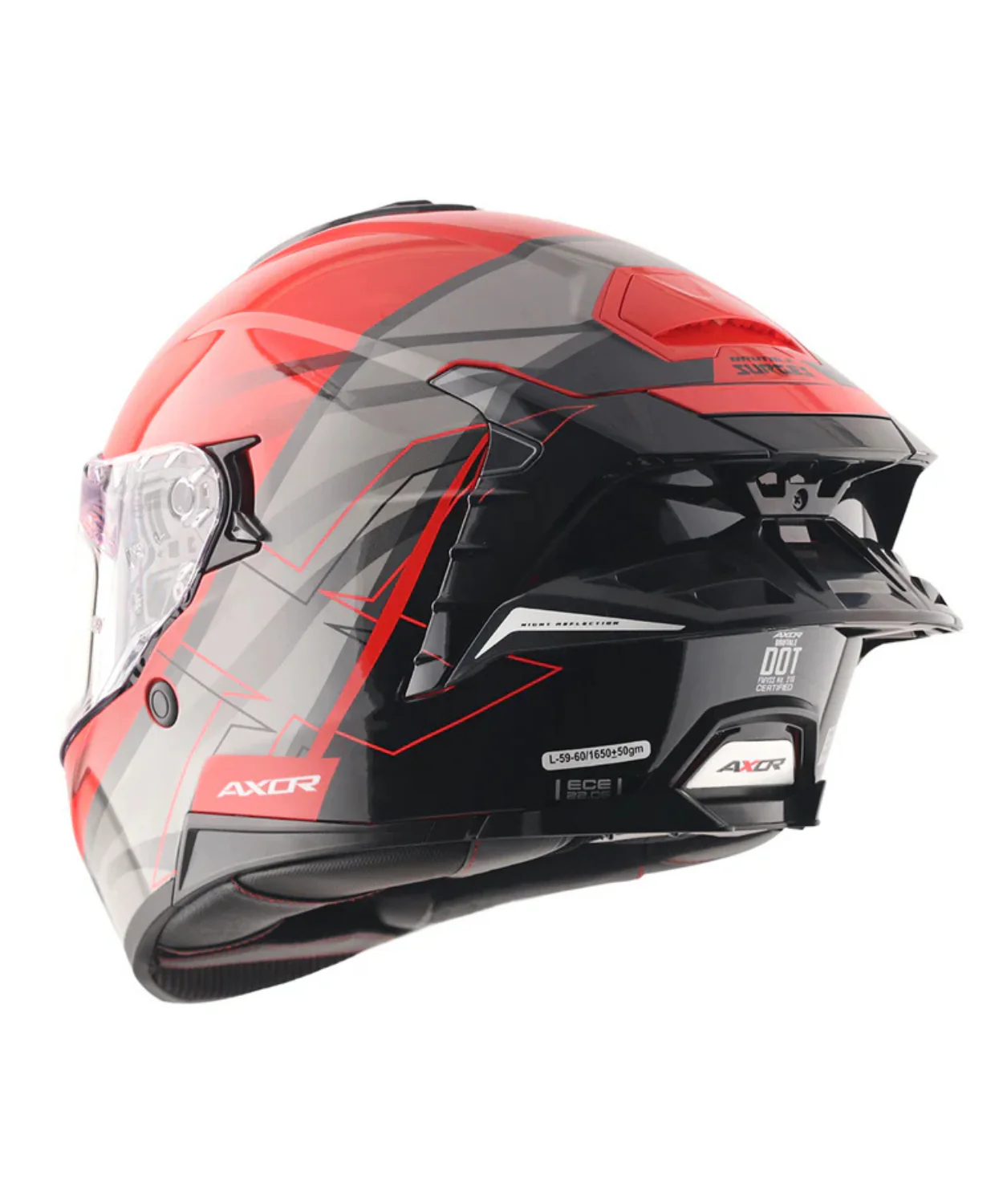 Axor Brutale Surges Dual Spoiler Helmet - Gloss Red Grey - Image 6