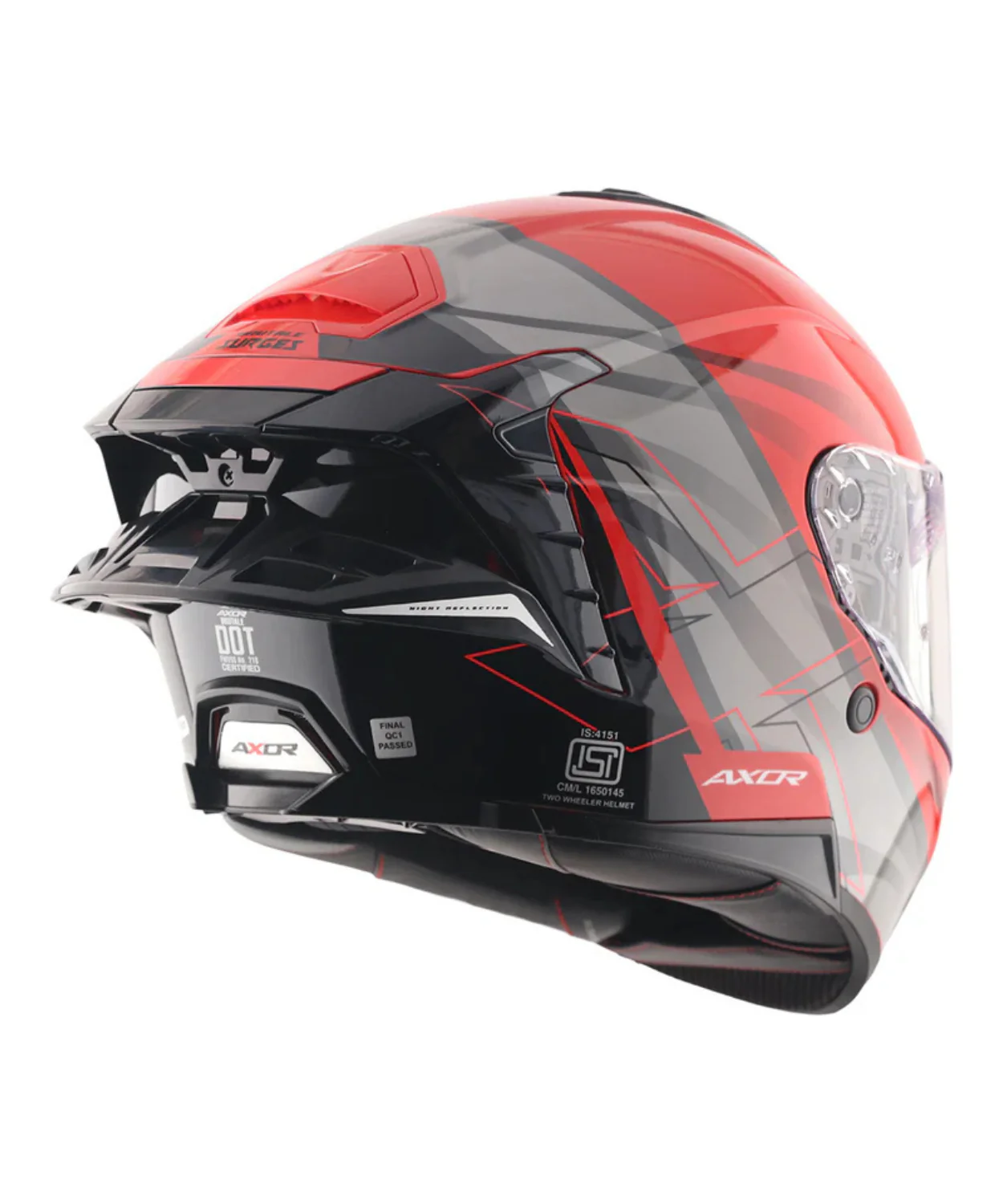 Axor Brutale Surges Dual Spoiler Helmet - Gloss Red Grey - Image 7