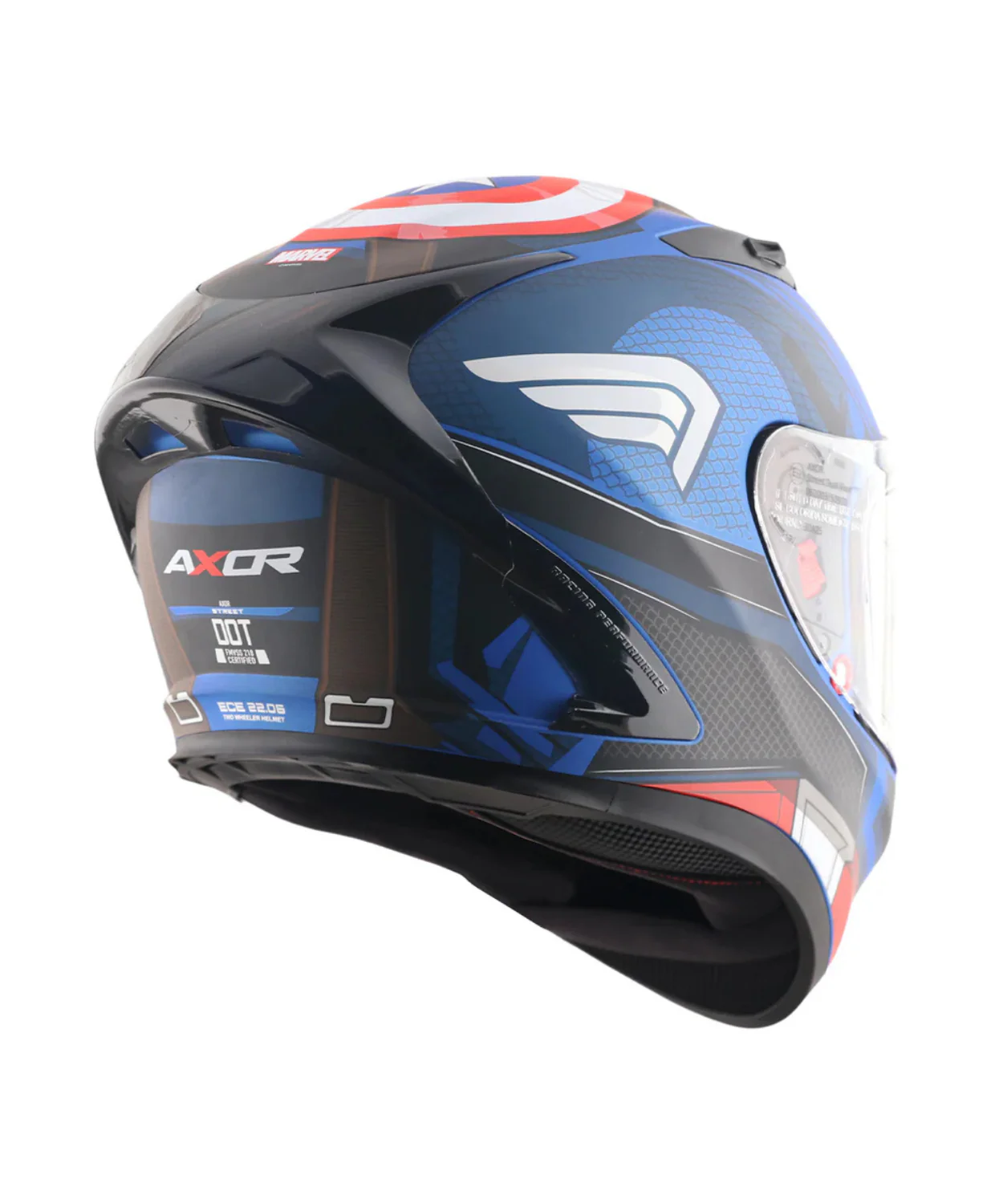 Axor Street Marvel Captain America Helmet - Dull Blue Red White - Image 6