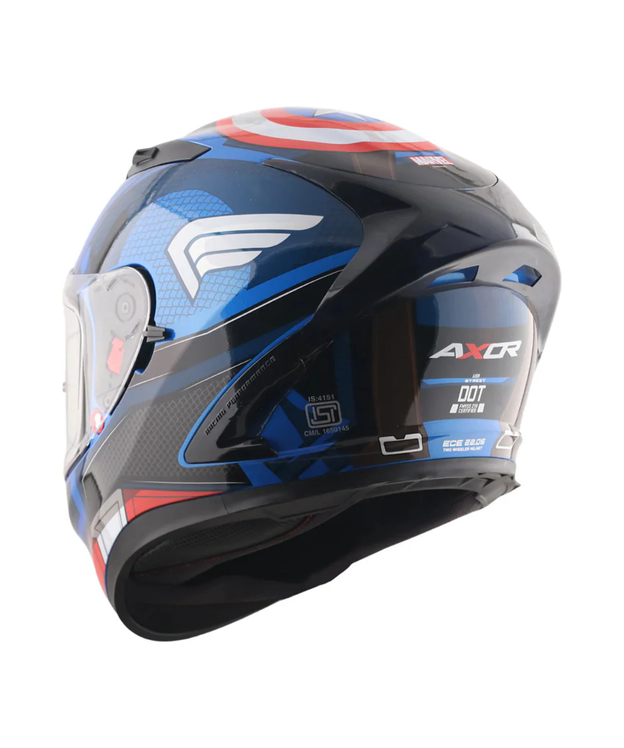 Axor Street Marvel Captain America Helmet - Gloss Blue Red White - Image 7
