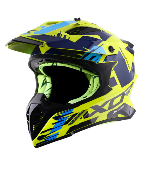 Axor X-CROSS X1 Off Road Helmet -Neon Yellow Blue - Image 10