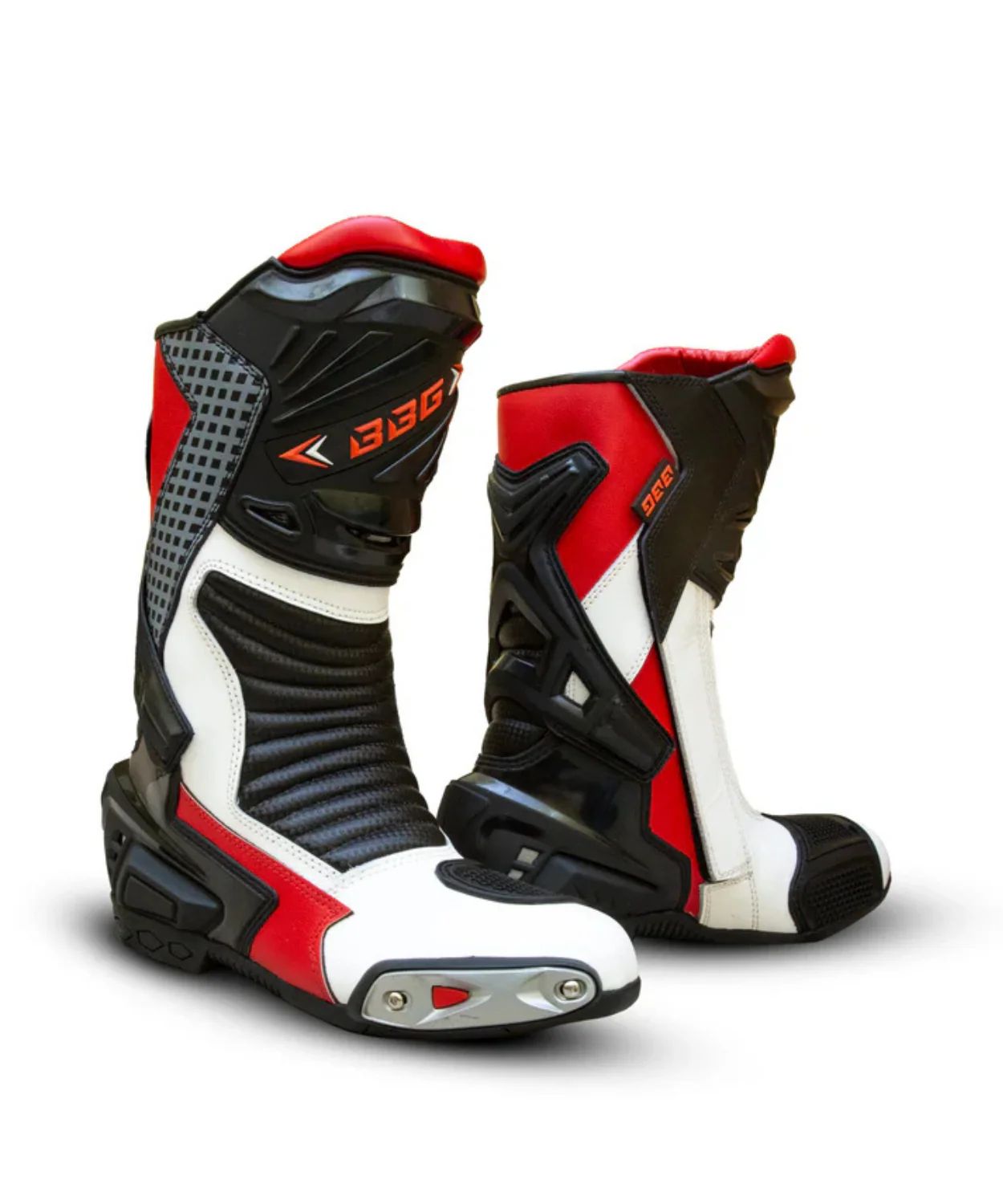 BBG Calf Riding Boots - White Red