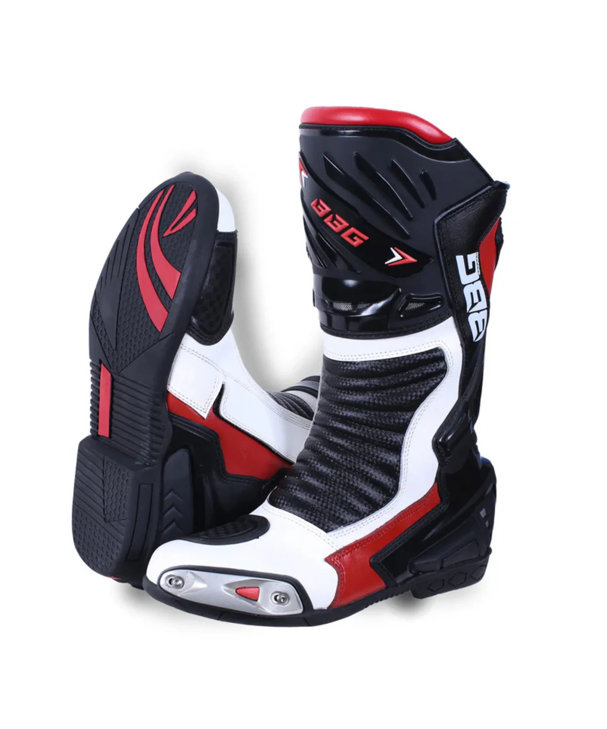 BBG Calf Riding Boots - White Red - Image 3