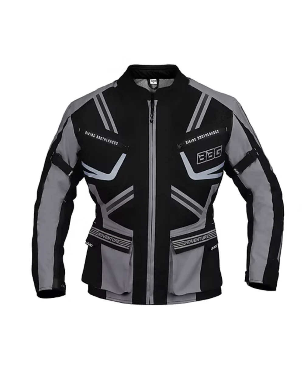 BBG Indiana Adventure Riding Jacket with Chest Guard - Grey