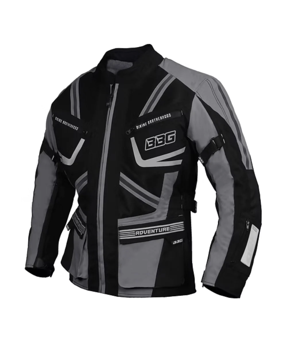 BBG Indiana Adventure Riding Jacket with Chest Guard - Grey - Image 3