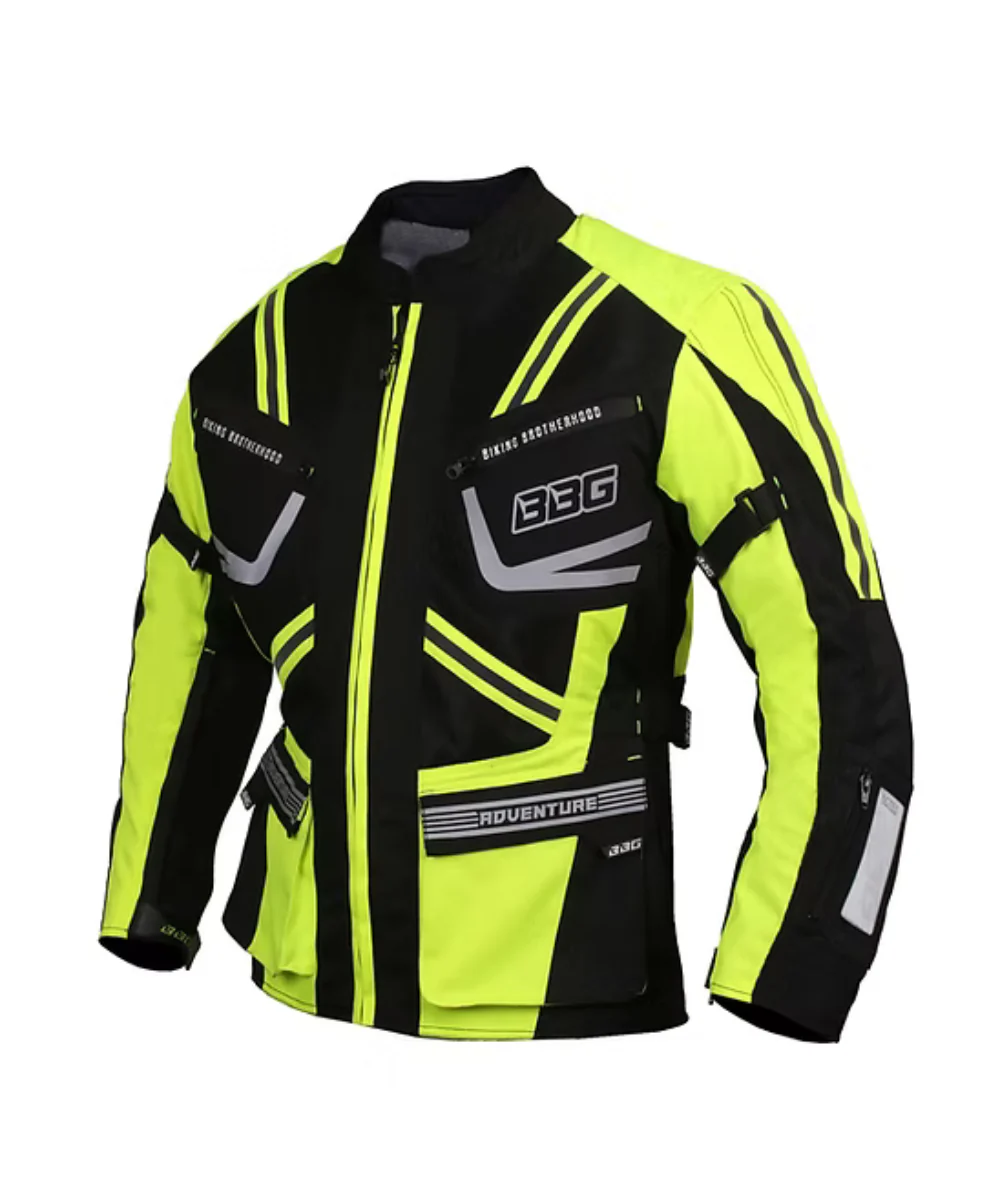 BBG Indiana Adventure Riding Jacket with Chest Guard - Neon - Image 2
