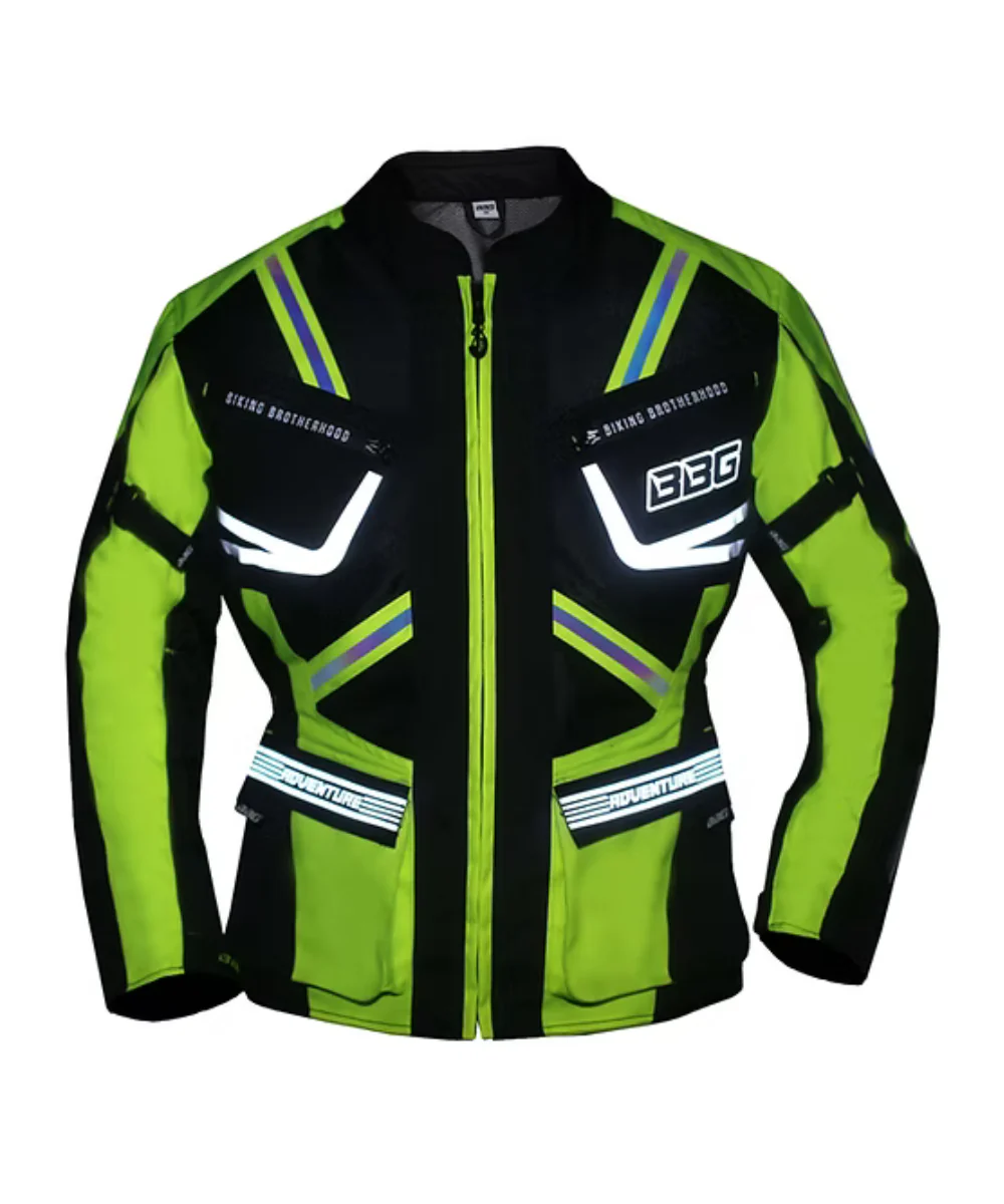 BBG Indiana Adventure Riding Jacket with Chest Guard - Neon - Image 4