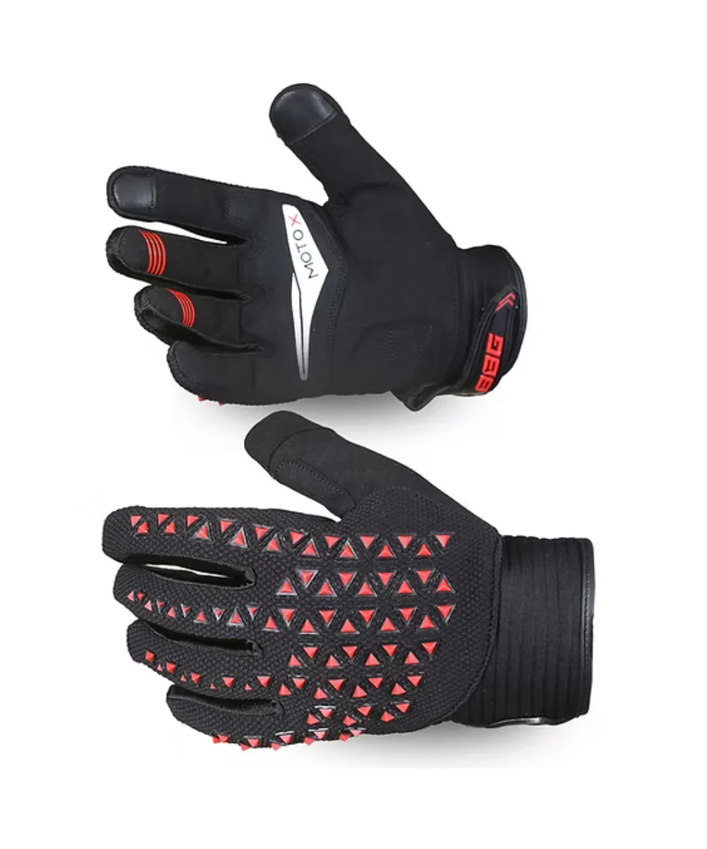 BBG Motocross Riding Gloves - Red - Image 3