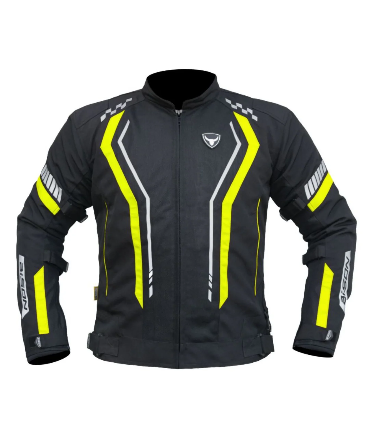 Bison ProGear Air Pro Riding Jacket - Black Hi-Viz Green