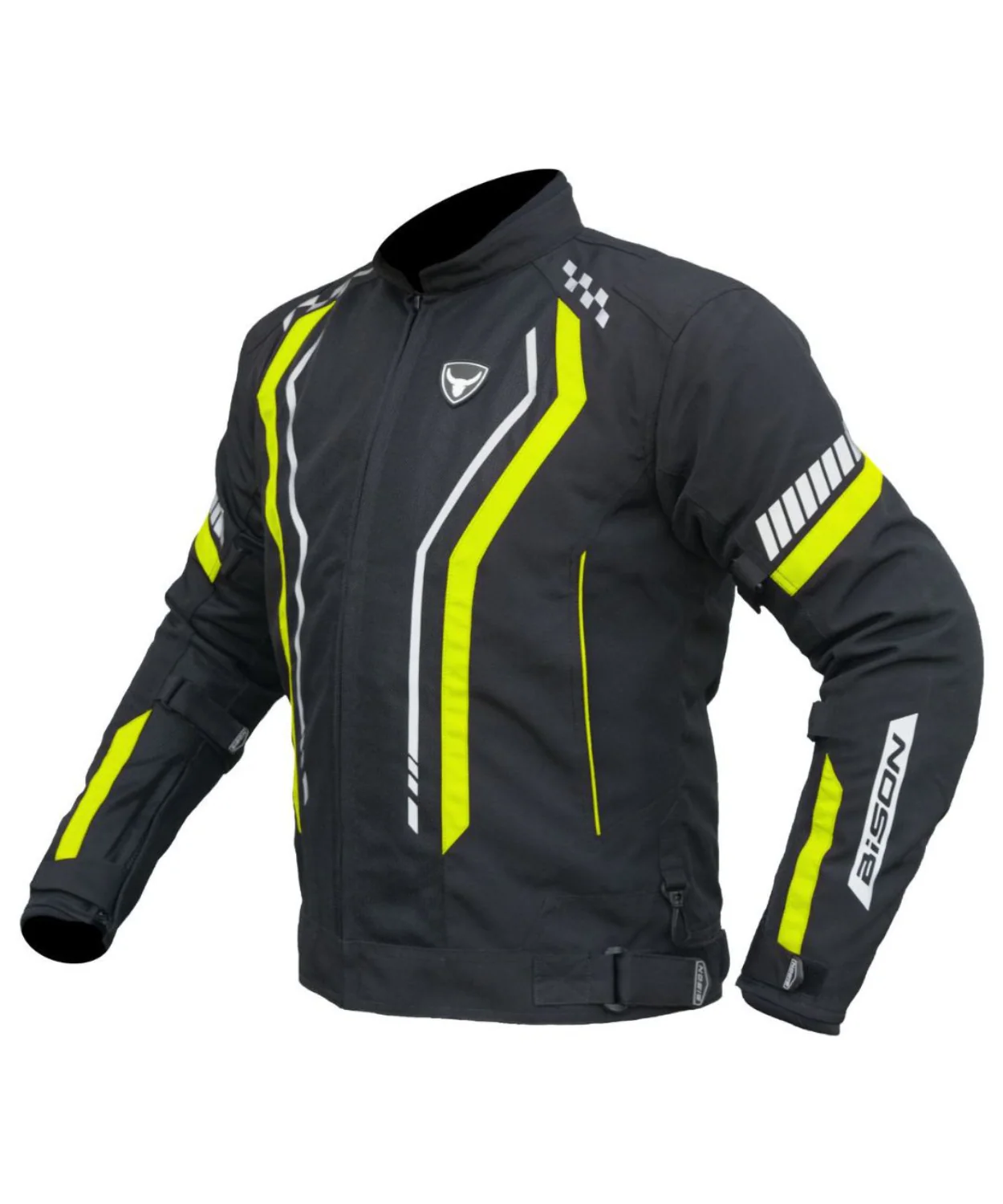 Bison ProGear Air Pro Riding Jacket - Black Hi-Viz Green - Image 3