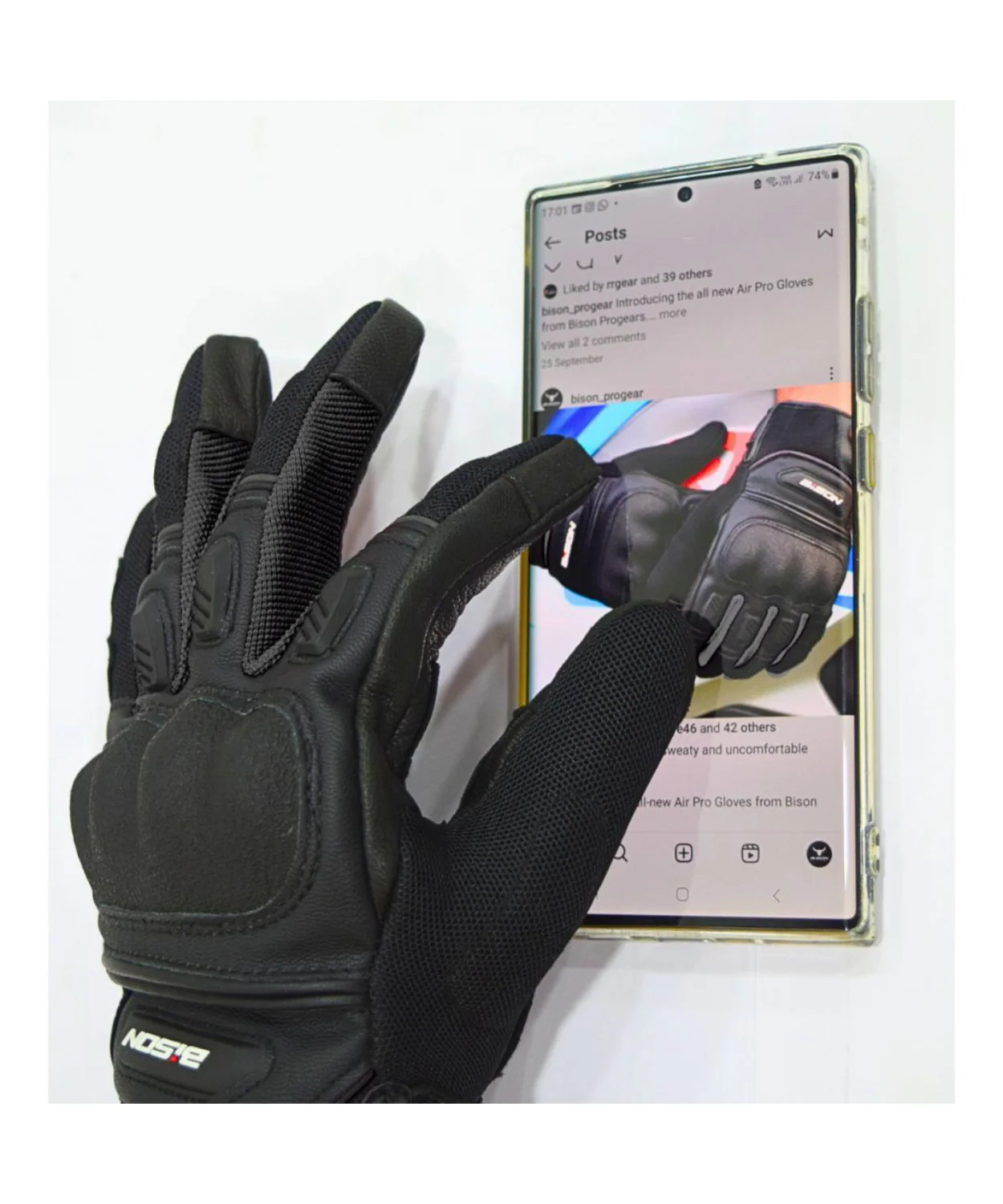 Bison ProGear Air Pro Riding Gloves - Black - Image 4