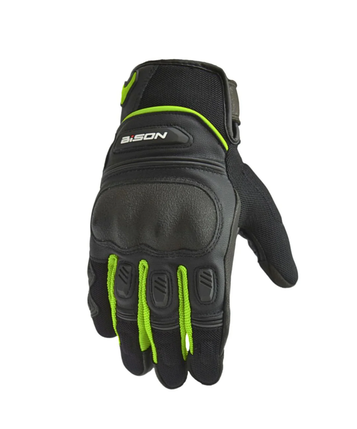 Bison ProGear Air Pro Riding Gloves - Black Hi-Viz Green - Image 4