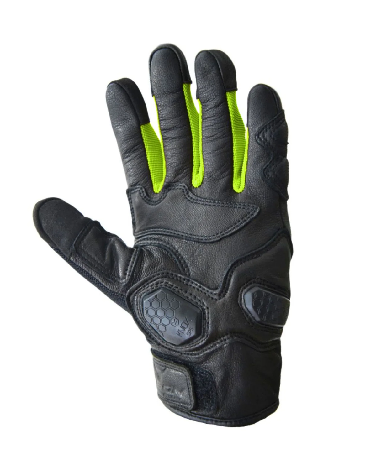 Bison ProGear Air Pro Riding Gloves - Black Hi-Viz Green - Image 9