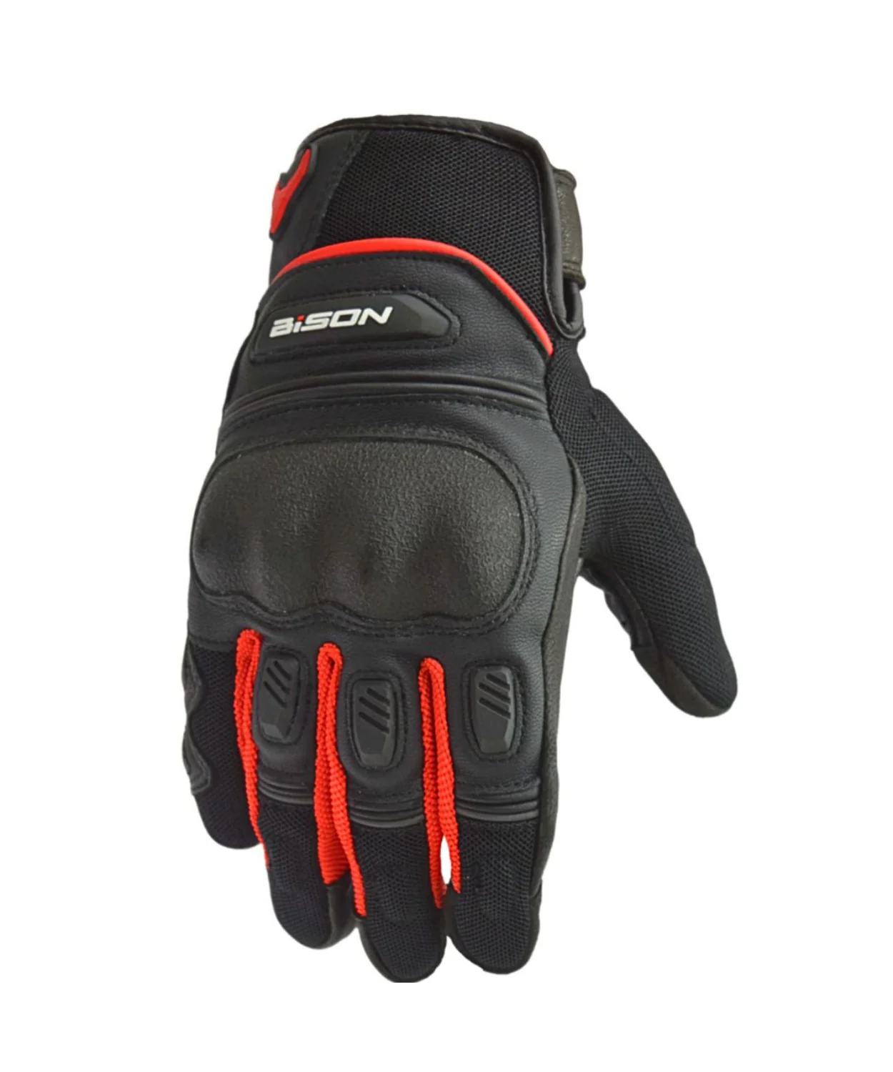 Bison ProGear Air Pro Riding Gloves - Black Red - Image 3