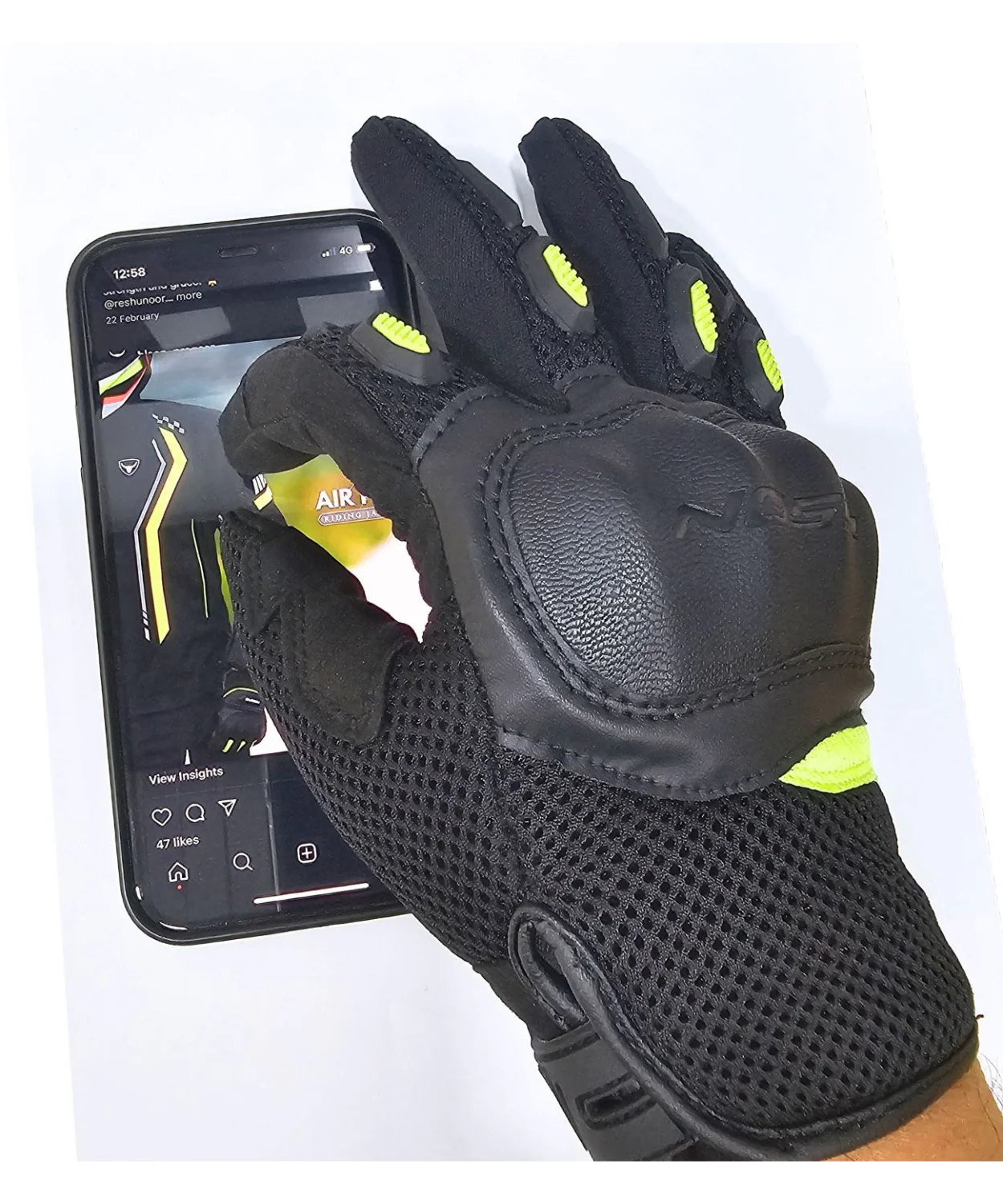 Bison ProGear Acer Riding Gloves - Black Yellow Neon - Image 7