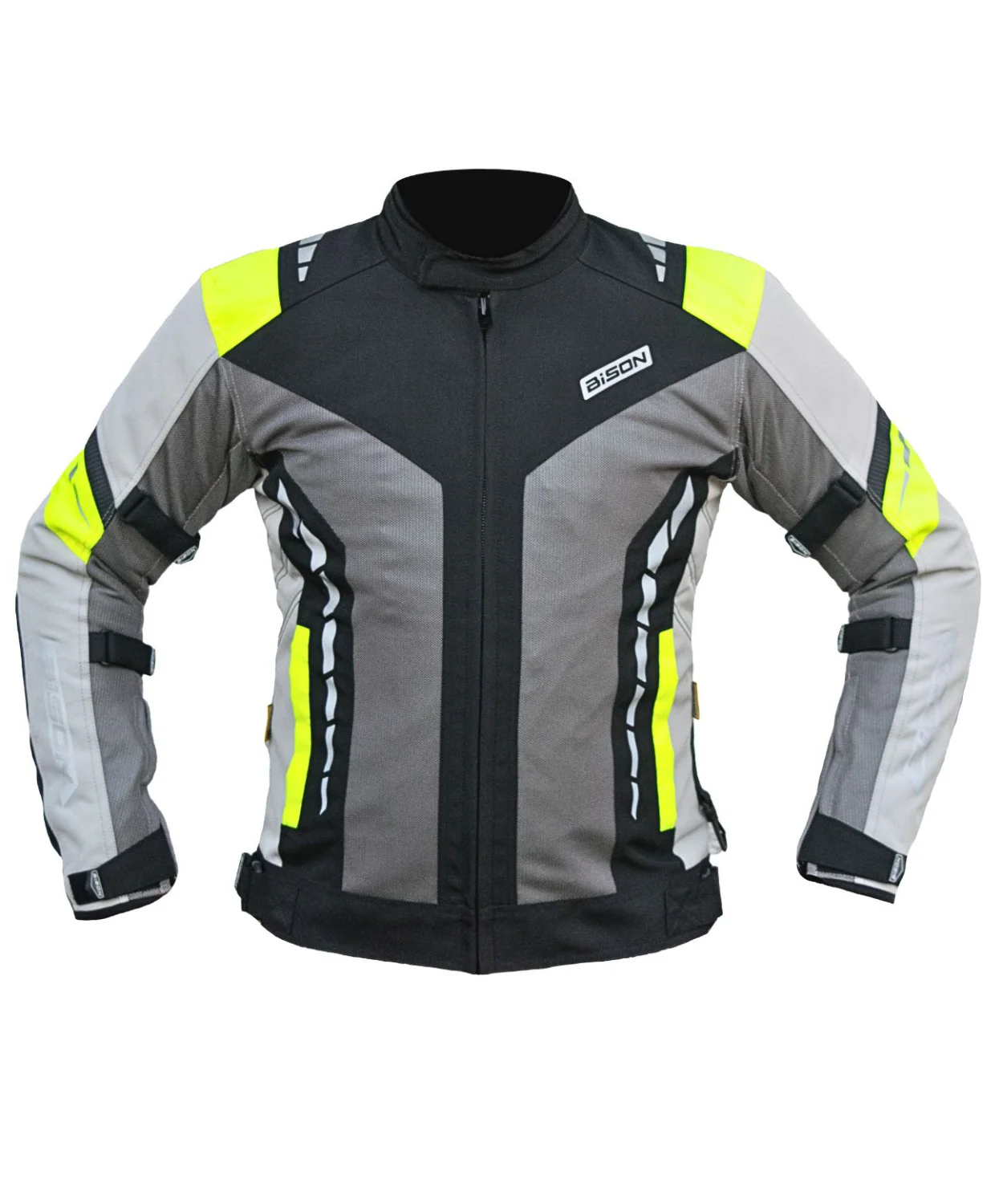 Bison ProGear Masculine V.2 Riding Jacket - Grey Hi-Viz Green