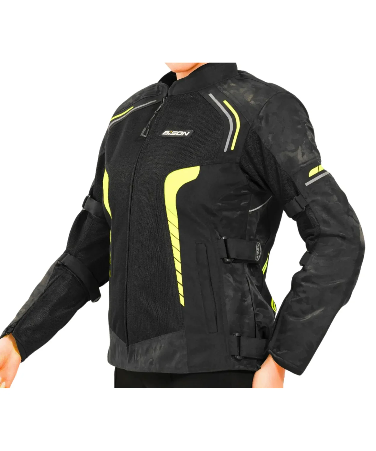 Bison ProGear Phoenix Women Riding Jacket - Hi-Viz Green - Image 2