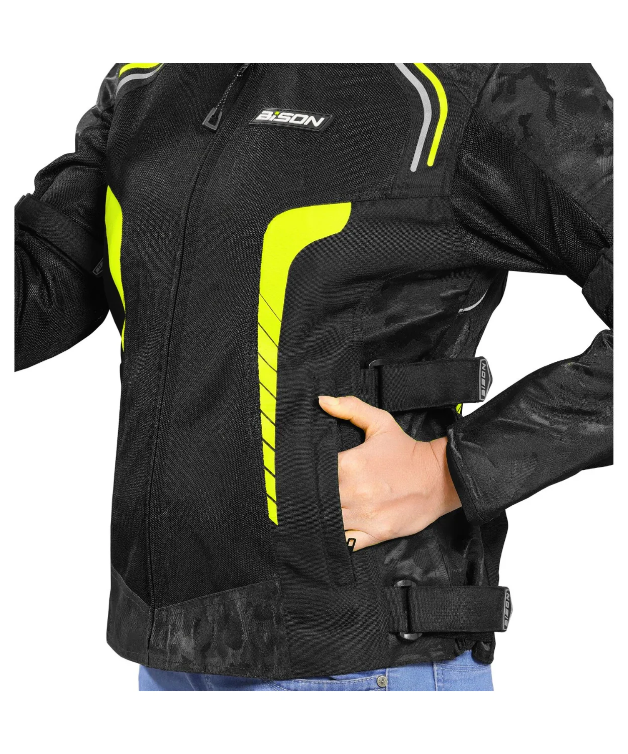 Bison ProGear Phoenix Women Riding Jacket - Hi-Viz Green - Image 5