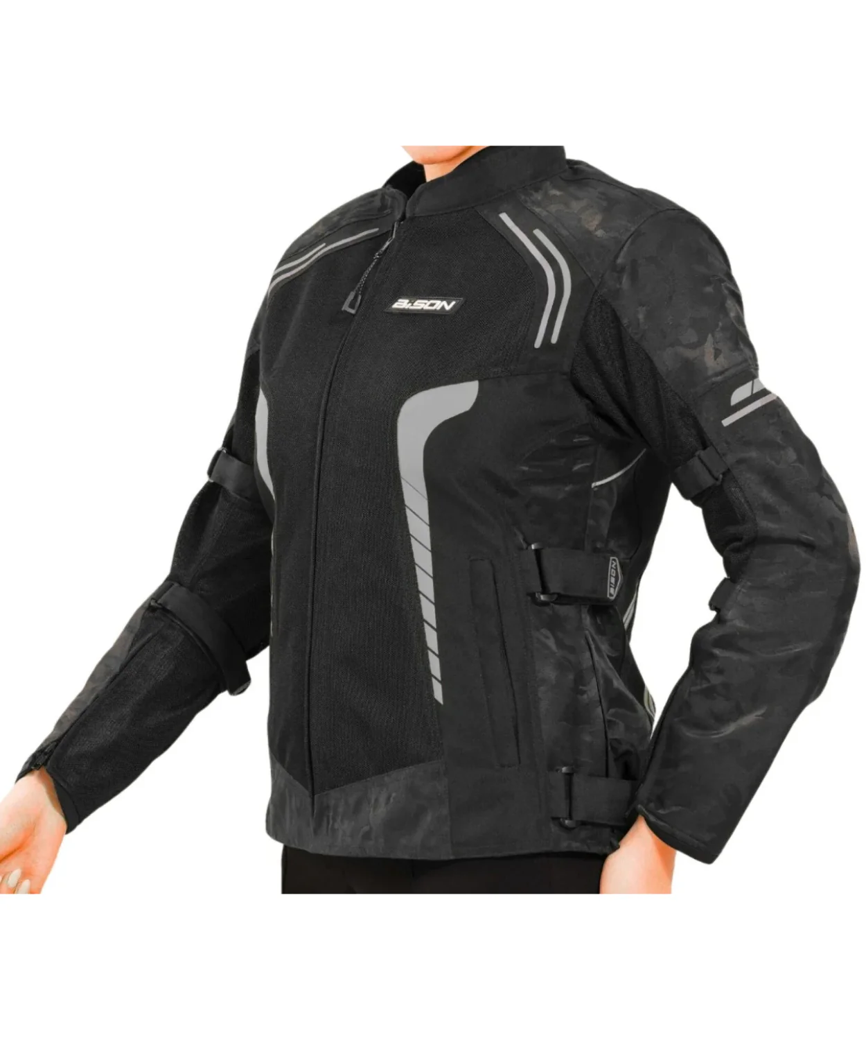 Bison ProGear Phoenix Women Riding Jacket - Hi-viz Grey - Image 2