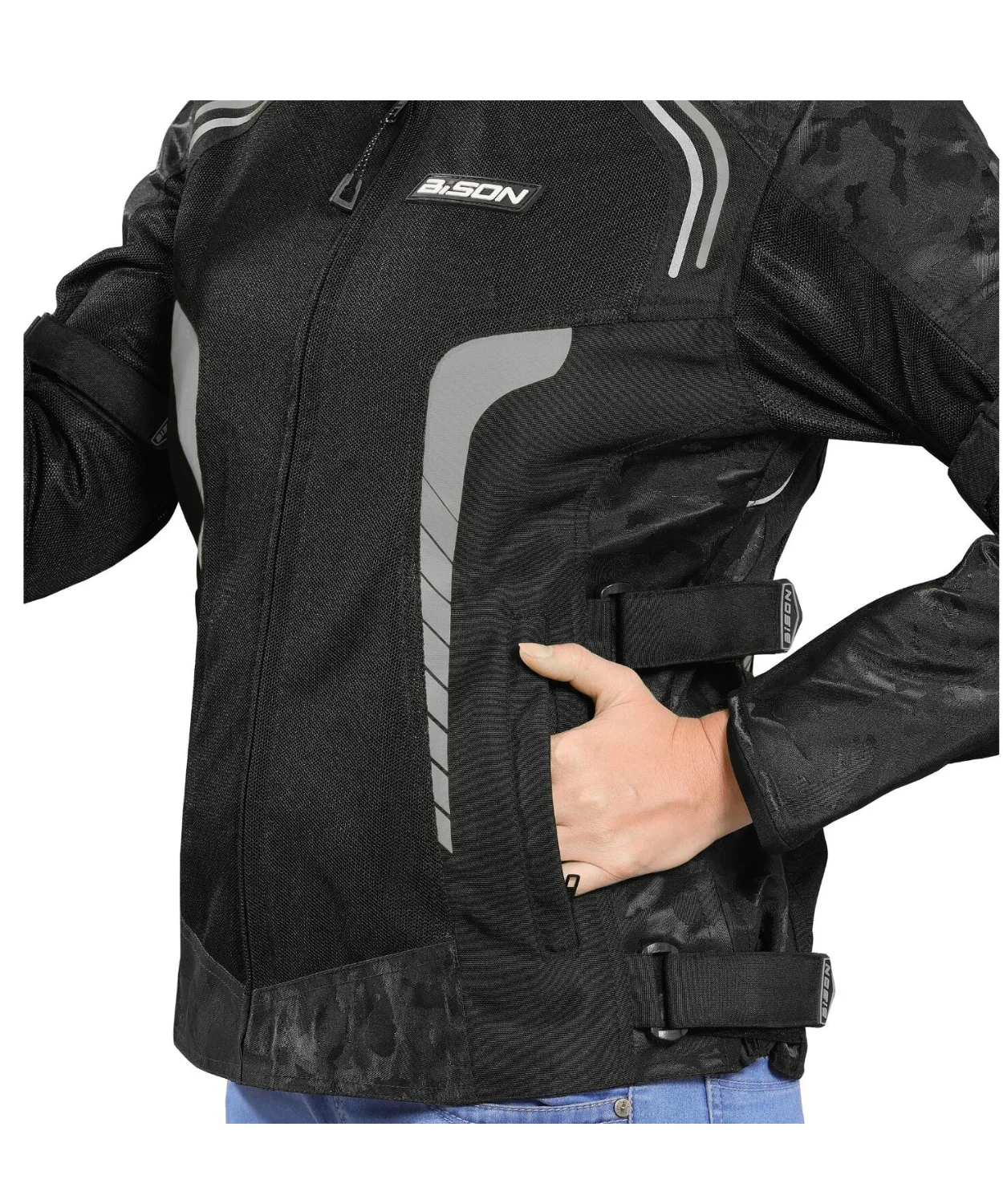 Bison ProGear Phoenix Women Riding Jacket - Hi-viz Grey - Image 6