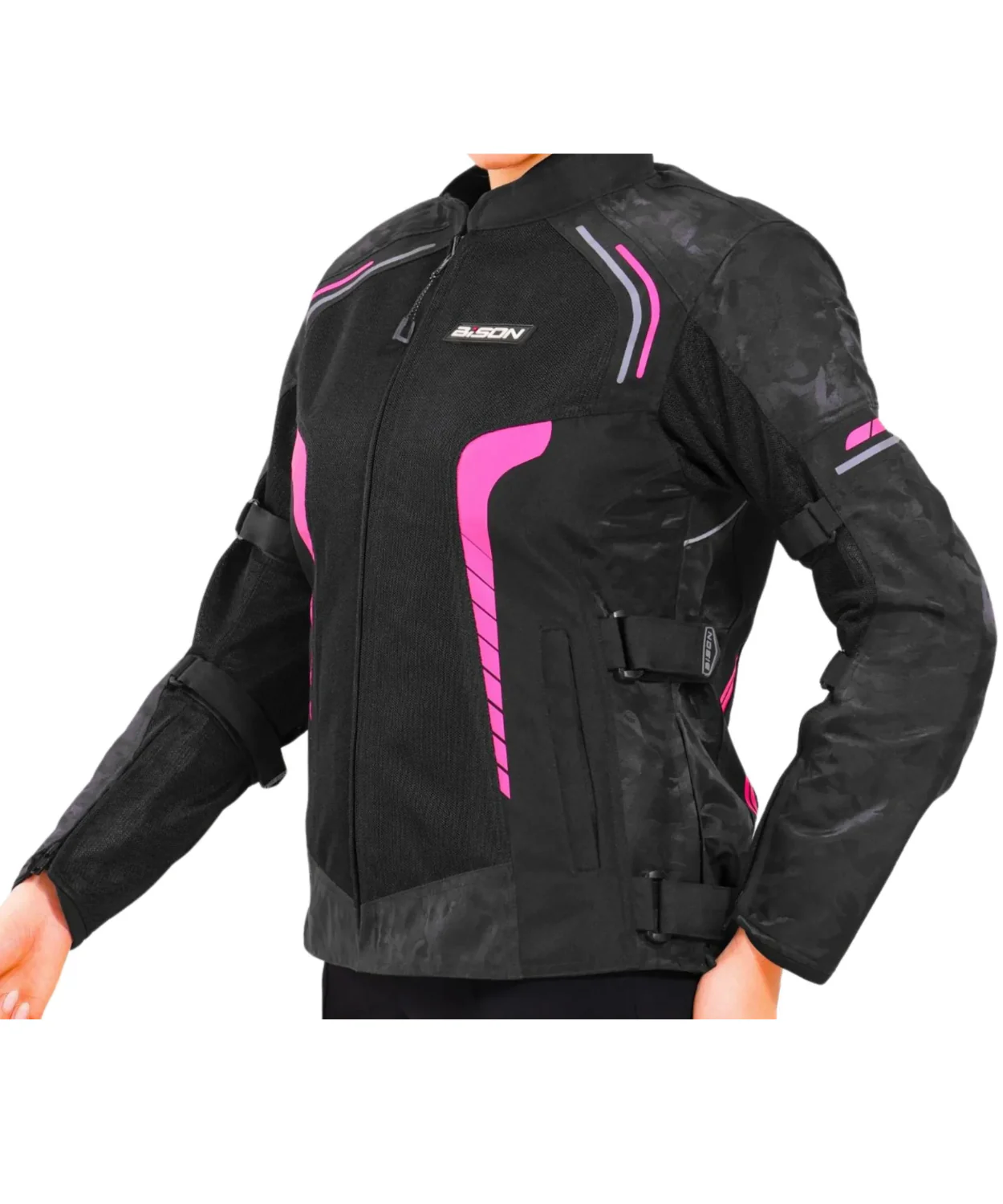 Bison ProGear Phoenix Women Riding Jacket - Hi-Viz Pink - Image 2