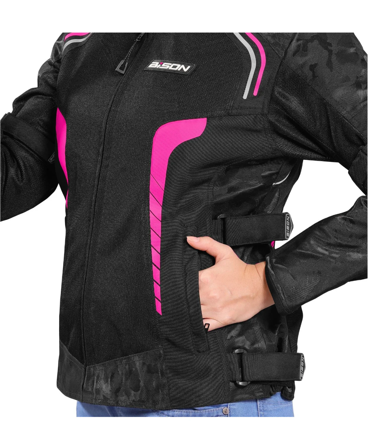 Bison ProGear Phoenix Women Riding Jacket - Hi-Viz Pink - Image 5