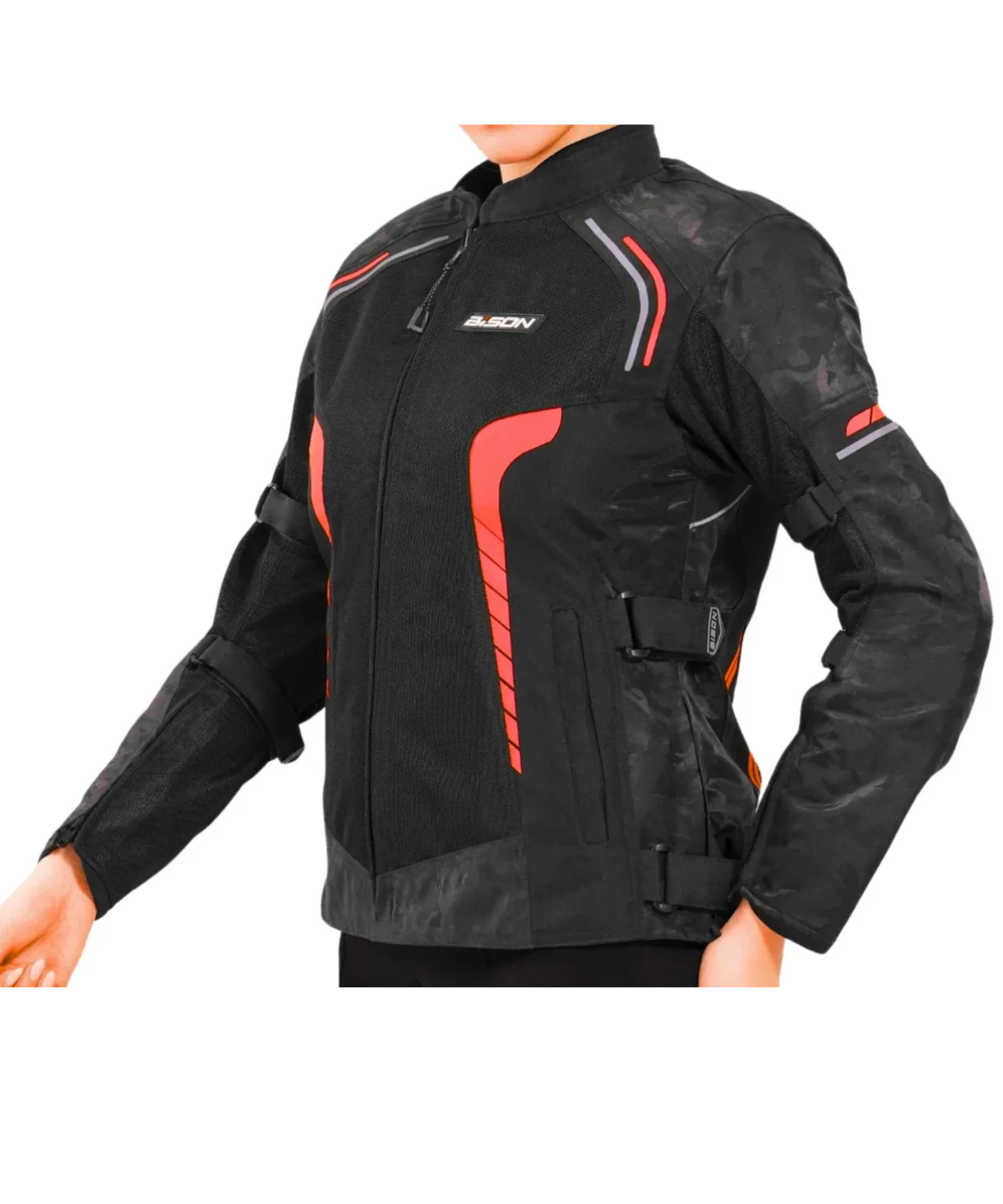 Bison ProGear Phoenix Women Riding Jacket - Hi-Viz Red - Image 2