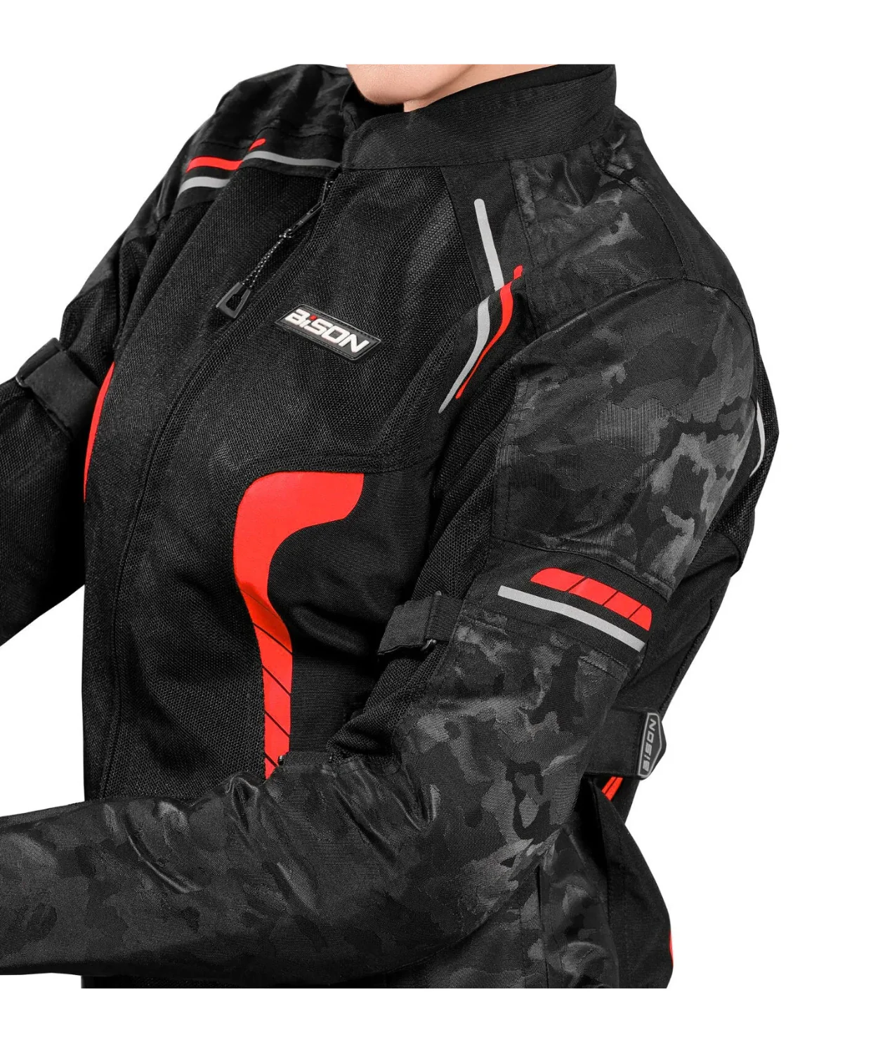 Bison ProGear Phoenix Women Riding Jacket - Hi-Viz Red - Image 3