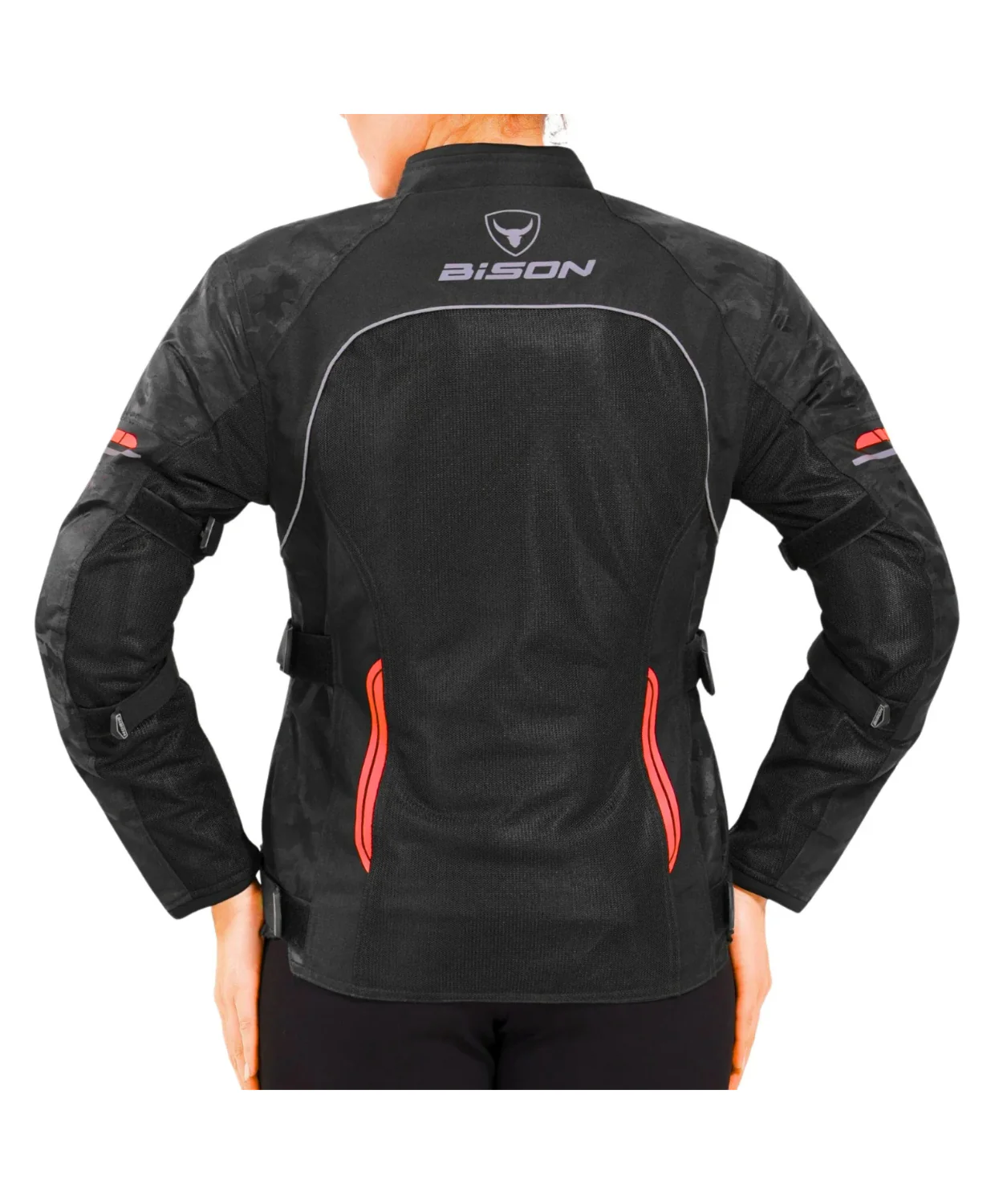 Bison ProGear Phoenix Women Riding Jacket - Hi-Viz Red - Image 7