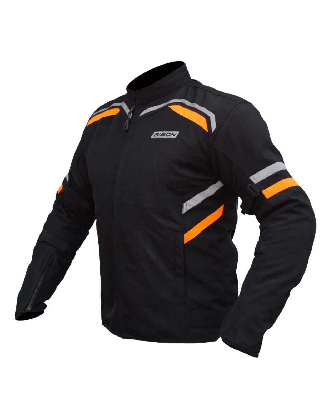 Bison ProGear Raptor V.2 Riding Jacket - Black Hiviz Orange - Image 2