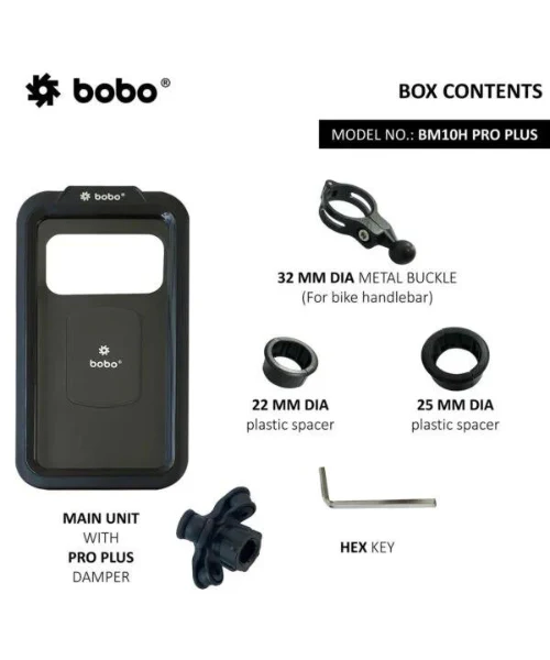 BOBO BM10H PRO PLUS Fully Waterproof Bike Cycle Phone Holder with PRO PLUS Vibration Damper Motorcycle Mobile Mount - Black - Image 3