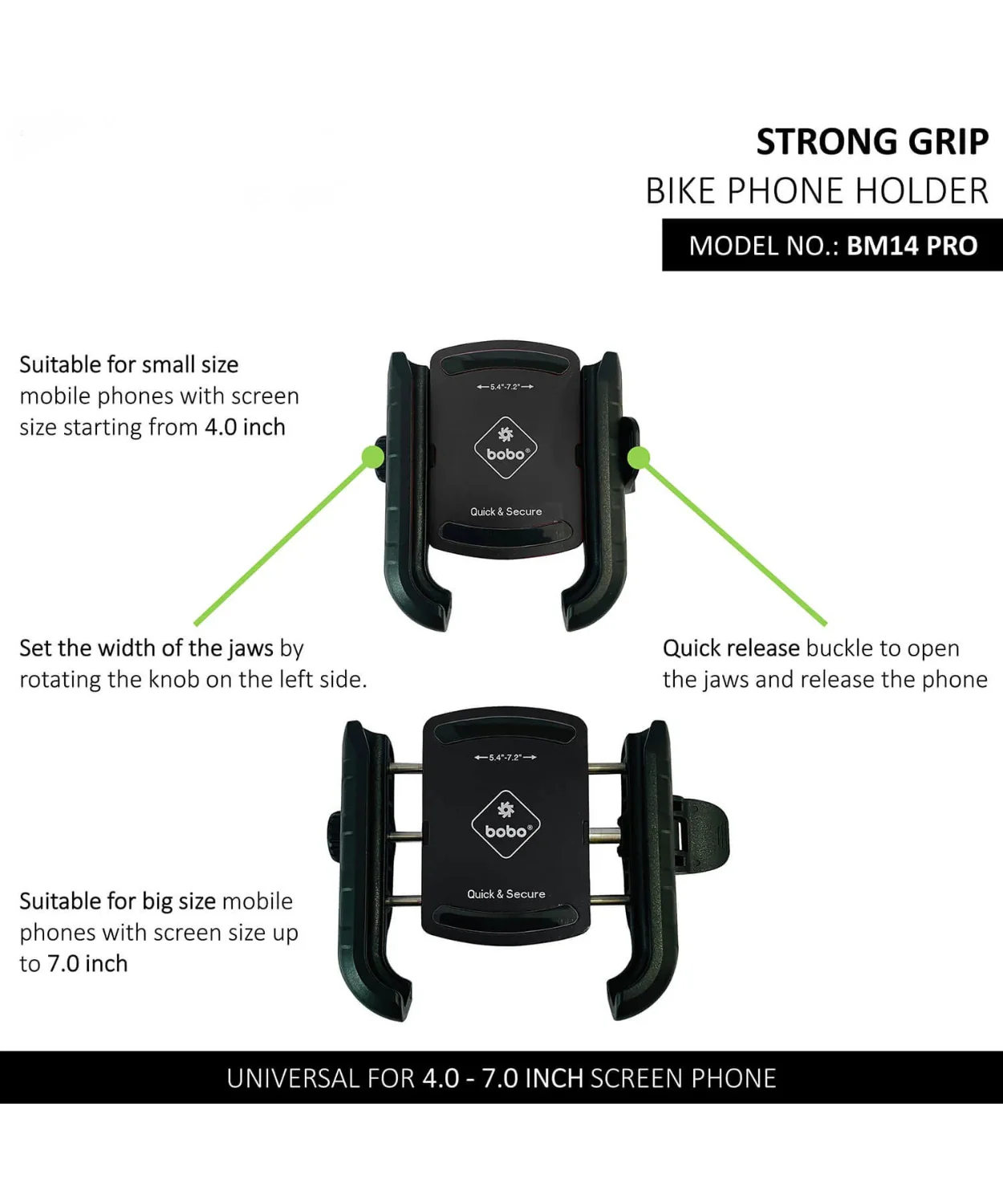 BOBO BM14 Pro X Motorcycle Mobile Mount with Quick Relesase and Pro X Vibration Controller - Image 4