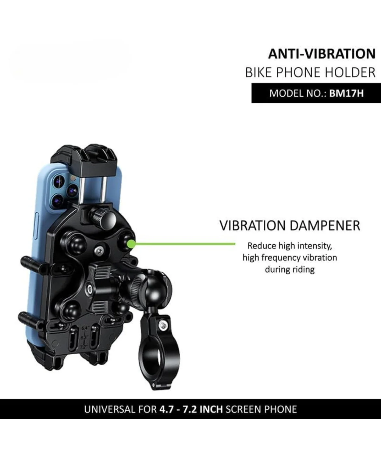 BOBO BM17H PRO Handlebar Mount Anti-Vibration Anti-Theft Waterproof Mobile Phone Holder Mount - Black - Image 3