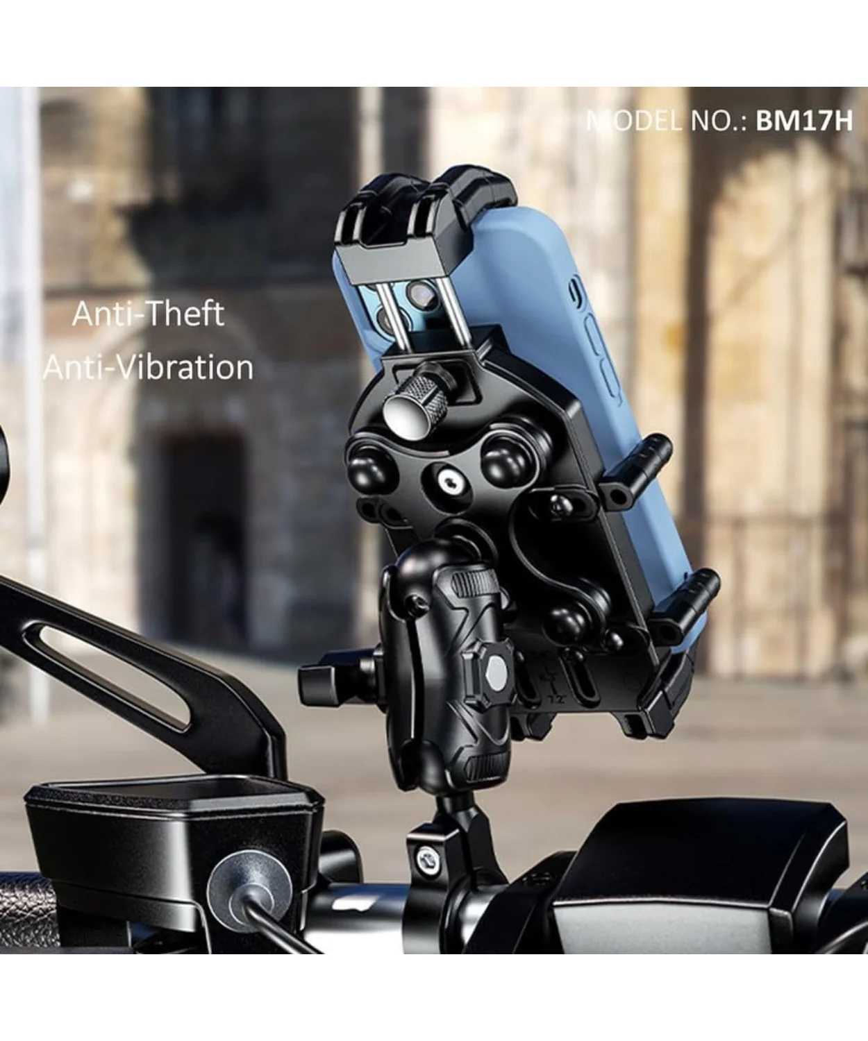 BOBO BM17H PRO Handlebar Mount Anti-Vibration Anti-Theft Waterproof Mobile Phone Holder Mount - Black - Image 4