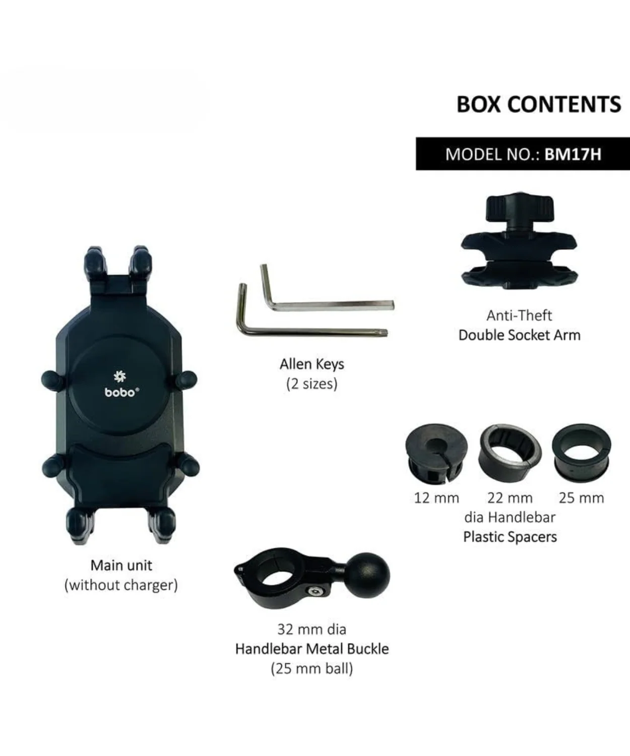 BOBO BM17H PRO Handlebar Mount Anti-Vibration Anti-Theft Waterproof Mobile Phone Holder Mount - Black - Image 5
