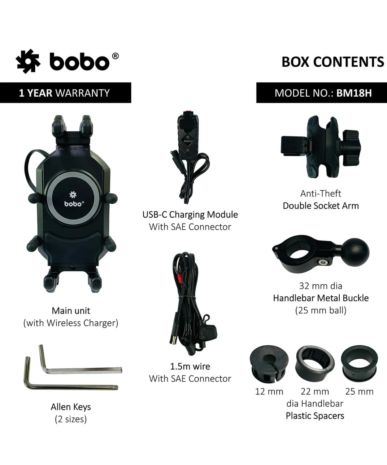 BOBO BM18H Pro Bike Handlebar Anti-Vibration with Fast 15W Wireless Charger & USB-C Charging Module - Image 7