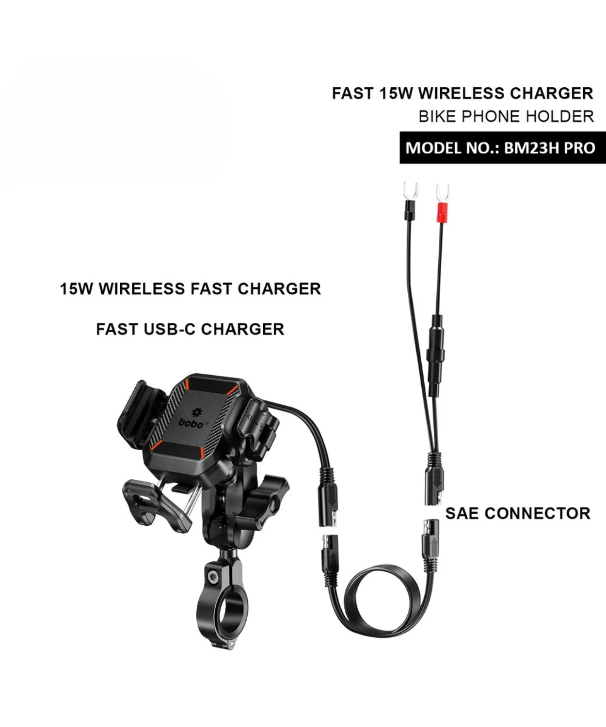 BOBO BM23H Pro Handlebar Mount Anti-Vibration and Anti-Theft with 15W Wireless / 36W USB-C Charger. - Image 4