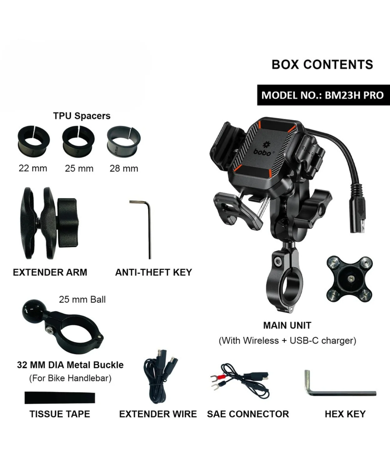 BOBO BM23H Pro Handlebar Mount Anti-Vibration and Anti-Theft with 15W Wireless / 36W USB-C Charger. - Image 5