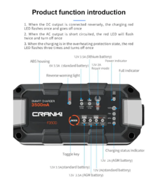 Crank1 Battery Charger for Motor Cycle - F3500 - Image 2