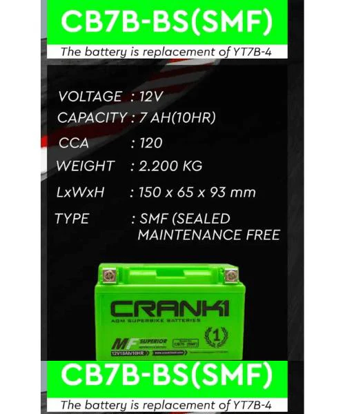 Crank1 Battery For Ducati super sport (2021-2022) - CB7B-BS - Image 2