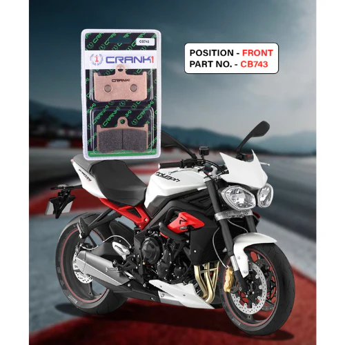 Crank1 Fully Sintered H2 Series Brake Pads for Triumph Street Triple 675 R (2014-2016) - Image 2